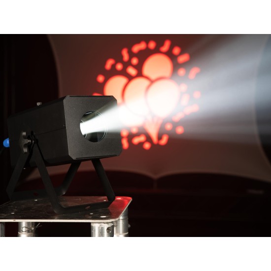 EUROLITE LP-100 Logo Projector MK2 LED 100W: Proiettore Gobo professionale con ruota colori, zoom e QuickDMX per eventi e installazioni