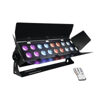 EUROLITE Pannello da Palco 16x12W HCL LED RGBWA/UV: Barra luci con barndoor, DMX e QuickDMX per eventi, palco e DJ