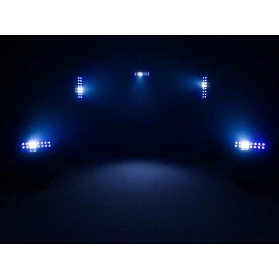 EUROLITE Pannello da Palco 16x12W HCL LED RGBWA/UV: Barra luci con barndoor, DMX e QuickDMX per eventi, palco e DJ