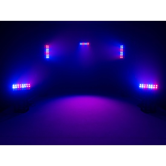 EUROLITE Pannello da Palco 16x12W HCL LED RGBWA/UV: Barra luci con barndoor, DMX e QuickDMX per eventi, palco e DJ