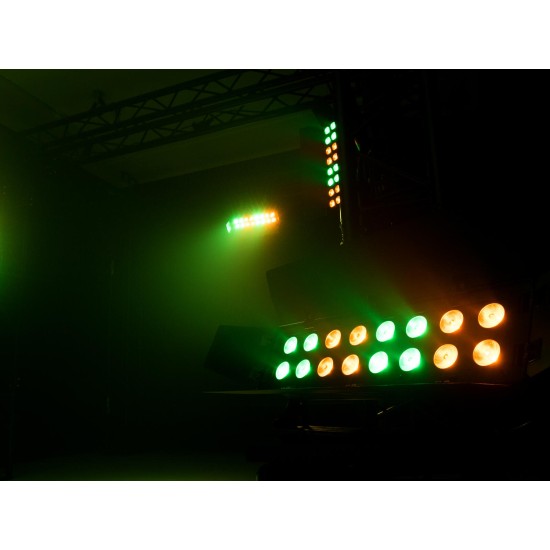 EUROLITE Pannello da Palco 16x12W HCL LED RGBWA/UV: Barra luci con barndoor, DMX e QuickDMX per eventi, palco e DJ