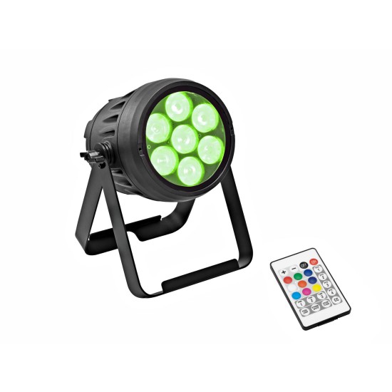 EUROLITE LED IP PAR 7x15W RGBL Spot IP65 con Telecomando e Filtri Antigelo