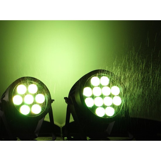 Proiettore LED Eurolite IP PAR 7x9W SCL: Effetti di Luce RGB/CW/WW/A/UV per Palco