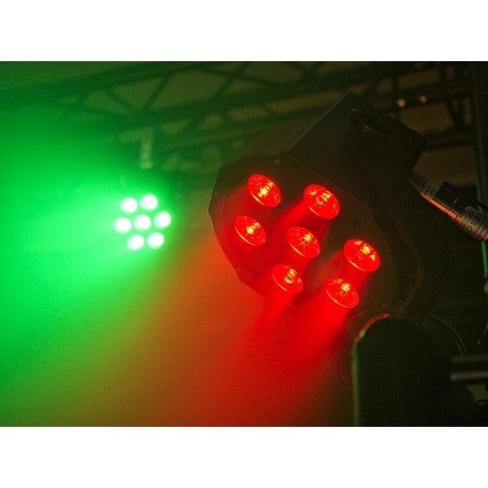 EUROLITE LED SLS-7 HCL Floor: Proiettore LED a 7 Colori con Effetti RGBWA/UV e Telecomando IR