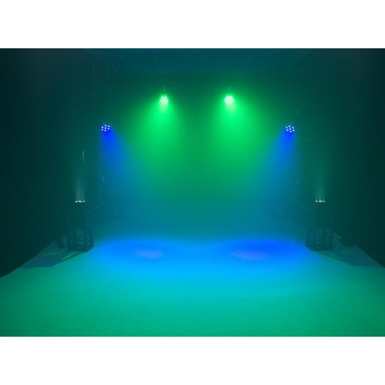 EUROLITE LED SLS-7 HCL Floor Bianco - Proiettore LED RGBWA/UV per Effetti Luce Professionali