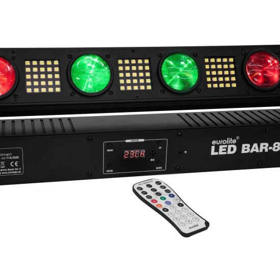 EUROLITE LED BAR-8 Swing QCL: Barra Effetto Luce Professionale con 8 Beams e Strobe