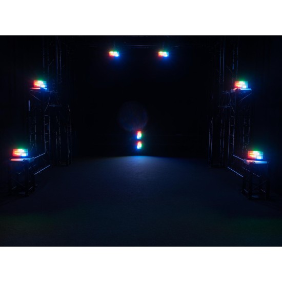 Strobo LED EUROLITE Mini Strobe ABL RGB CW 336 LED con DMX e Radiocomando, 65 gradi