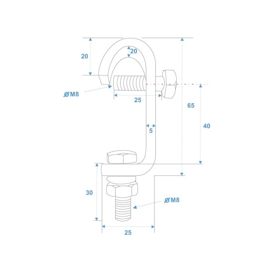 EUROLITE TH-16 Gancio da Teatro Argento per Proiettori e Effetti Luce