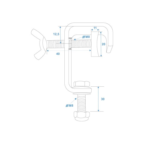 Gancio da Teatro Argento EUROLITE TH-25 per Proiettori e Effetti di Luce