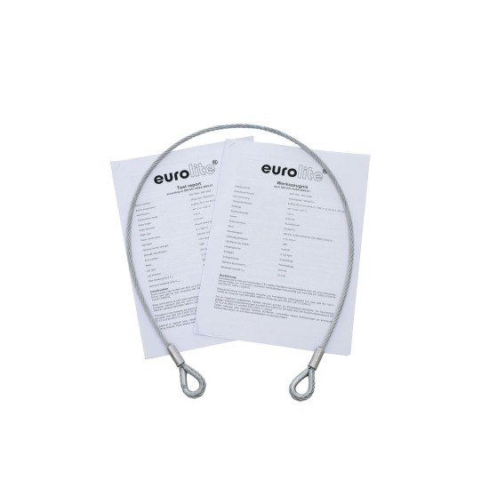 EUROLITE Corda di Sicurezza in Acciaio 1000x6mm Argento con Redancia - Norma DIN EN 12385-4