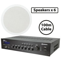 Kit Audio 6 altoparlanti da soffitto ad alta potenza da 8 pollici con amplificatore mixer BT/USB da 360 W