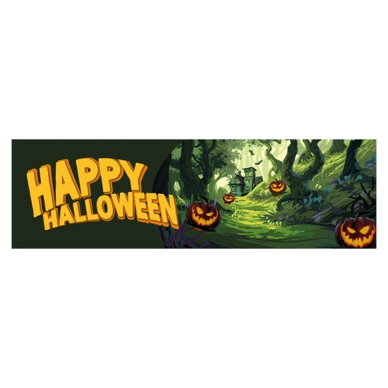 Banner Decorativo EUROPALMS Halloween Foresta degli Spiriti 300x90 cm - Decorazione Spaventosa per Eventi