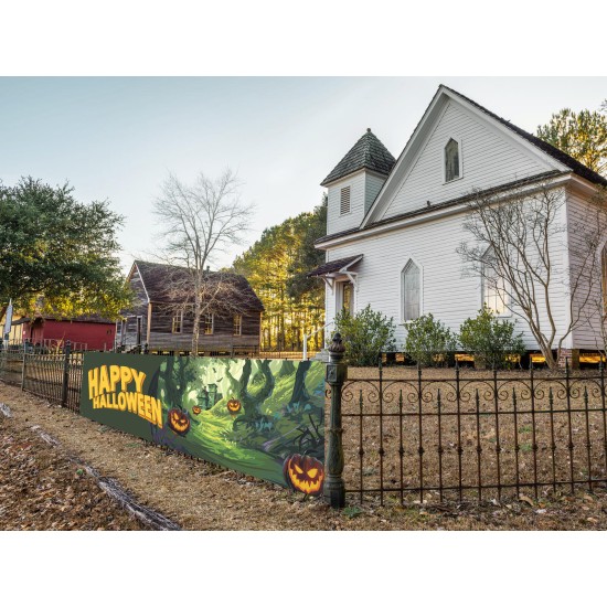 Banner Decorativo EUROPALMS Halloween Foresta degli Spiriti 300x90 cm - Decorazione Spaventosa per Eventi