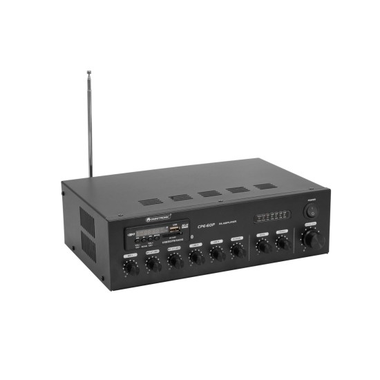 Amplificatore Mixer PA OMNITRONIC CPE-60P 60W RMS con Bluetooth, USB, SD, FM e Telecomando IR
