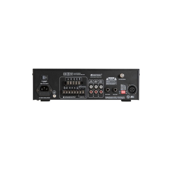 Amplificatore mixer OMNITRONIC CPZ-60P 60W RMS 4 zone ELA con Bluetooth, USB/SD, FM e IR