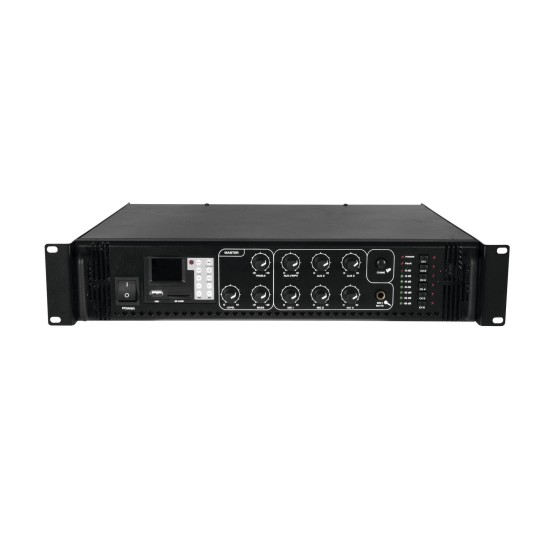 OMNITRONIC MPZ-500.6P: Amplificatore Mixer ELA 6 Zone con Lettore Audio e Telecomando IR, 500W RMS