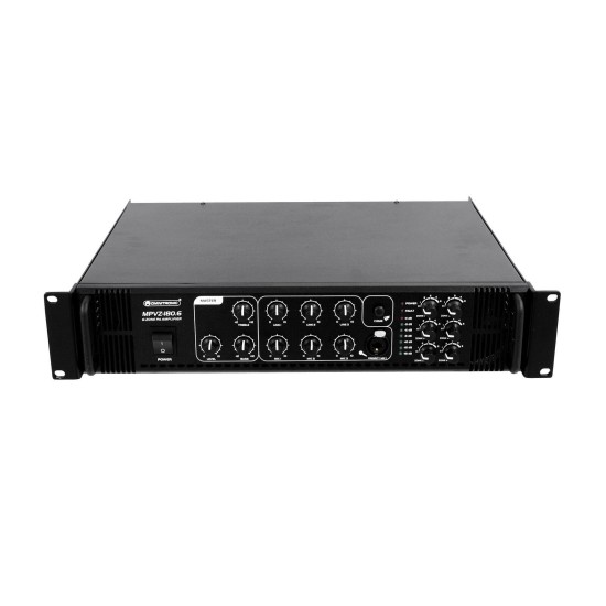 OMNITRONIC MPVZ-180.6: Amplificatore Mixer ELA a 6 Zone, 180W RMS per Installazioni Professionali