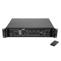 OMNITRONIC MPVZ-180.6P: Amplificatore Mixer ELA 6 Zone con Lettore Audio e Telecomando IR, 180W RMS