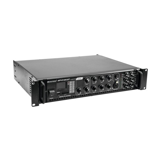 OMNITRONIC MPVZ-120.6P Amplificatore Mixer ELA Professionale 6 Zone con Telecomando IR - 120W RMS