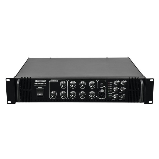 OMNITRONIC MPVZ-250.6: Amplificatore Mixer ELA Professionale 6 Zone, 250W RMS