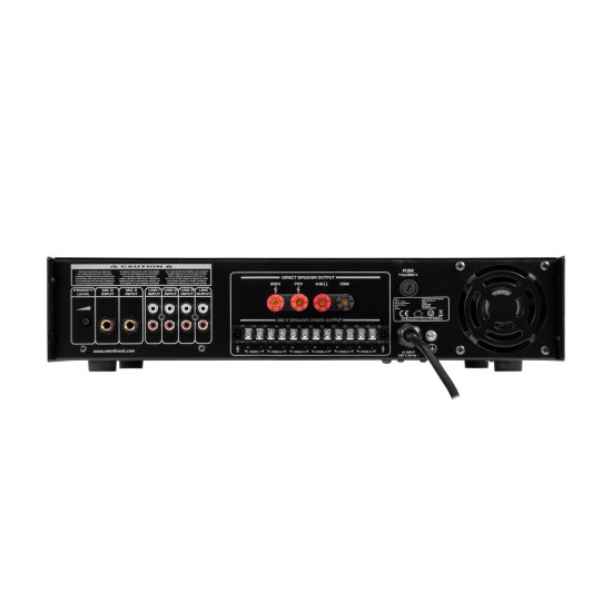 OMNITRONIC MPVZ-250.6P: Amplificatore Mixer ELA 6 Zone con Lettore Audio e Telecomando IR - 250W RMS