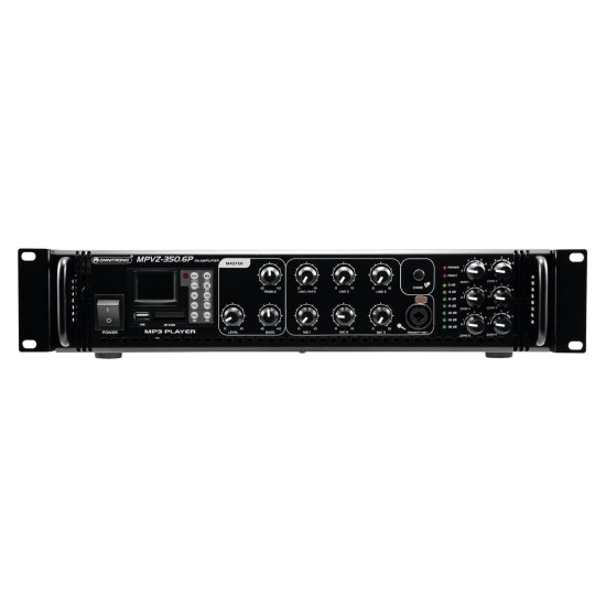 OMNITRONIC MPVZ-350.6P - Amplificatore Mixer ELA 6 Zone con Lettore USB/SD e Telecomando, 350W RMS