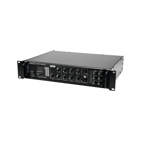 OMNITRONIC MPVZ-350.6P - Amplificatore Mixer ELA 6 Zone con Lettore USB/SD e Telecomando, 350W RMS