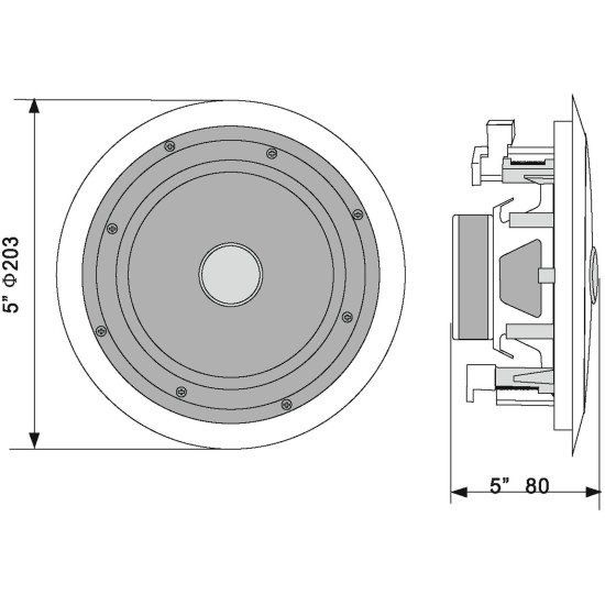 OMNITRONIC CST-5: Altoparlante da Soffitto a 2 Vie | 20W RMS, 100V ELA