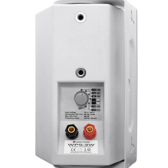 OMNITRONIC WPS-3W: Altoparlante da Parete ELA 100V, 15W RMS per Installazioni Professionali