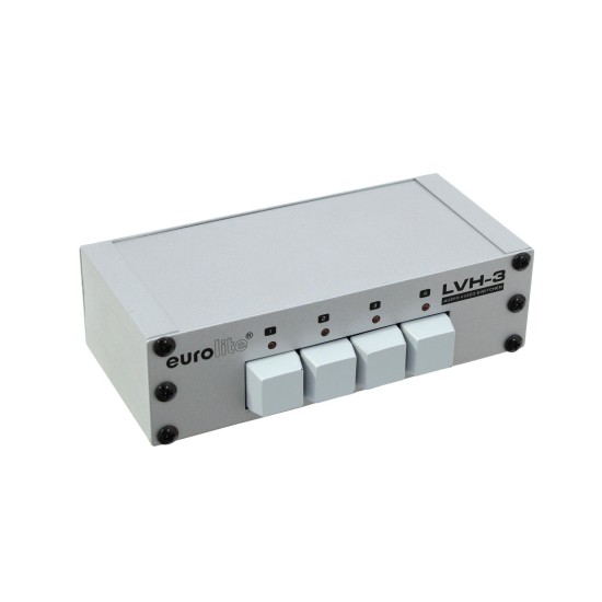 EUROLITE LVH-3 AV Switch Manuale 4:1 con Connettori RCA Dorati
