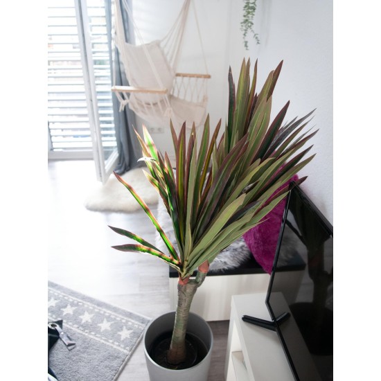 EUROPALMS Dracena Artificiale 120cm - Pianta Decorativa da Interno/Esterno