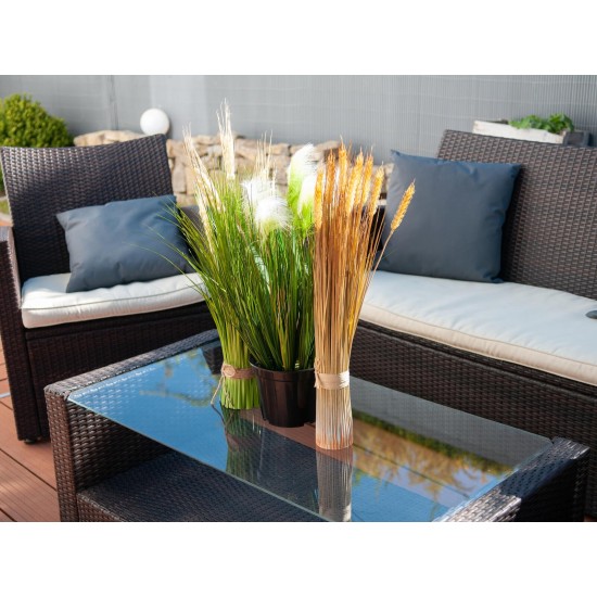 Erba Decorativa EUROPALMS in Piuma Bianca, 60cm - Effetto Naturale, Vaso Moderno