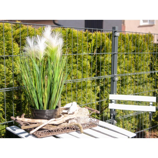 Erba Decorativa EUROPALMS in Piuma Bianca, 60cm - Effetto Naturale, Vaso Moderno