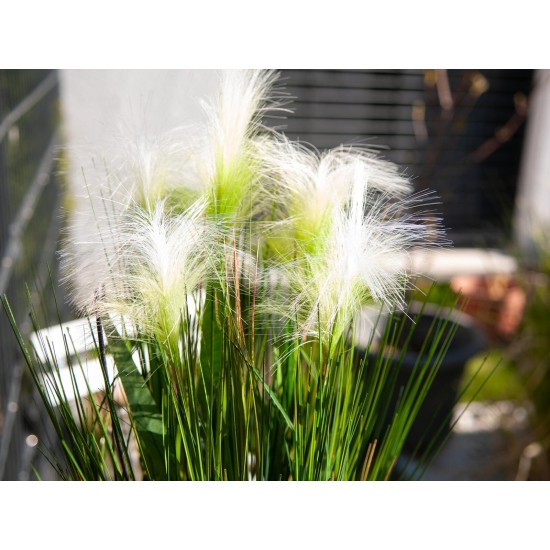 Erba Decorativa EUROPALMS in Piuma Bianca, 60cm - Effetto Naturale, Vaso Moderno