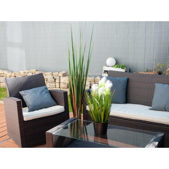 Erba Decorativa EUROPALMS in Piuma Bianca, 60cm - Effetto Naturale, Vaso Moderno