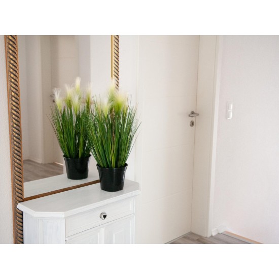 Erba Decorativa EUROPALMS in Piuma Bianca, 60cm - Effetto Naturale, Vaso Moderno