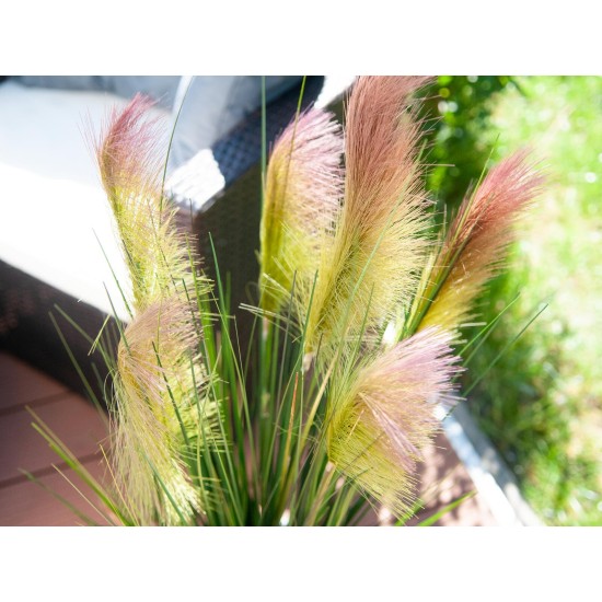 EUROPALMS Feather Grass Artificiale 90cm Rosé con Fiori Rosa Chiaro