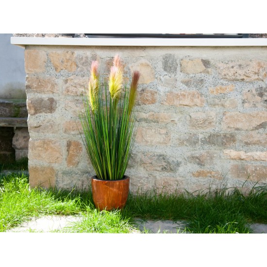 EUROPALMS Feather Grass Artificiale 90cm Rosé con Fiori Rosa Chiaro