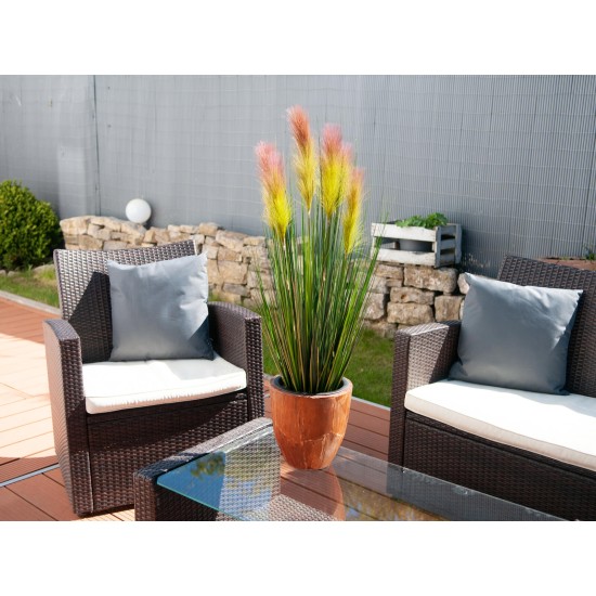 EUROPALMS Feather Grass Artificiale 90cm Rosé con Fiori Rosa Chiaro
