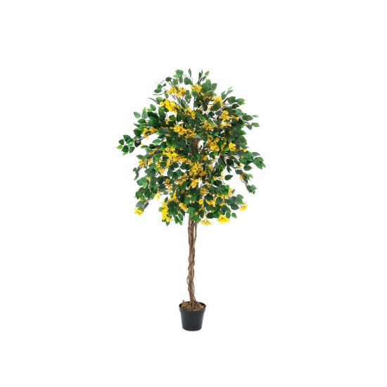 EUROPALMS Bougainvillea Artificiale Gialla 180 cm - Pianta Decorativa con Tronco Naturale e Liane