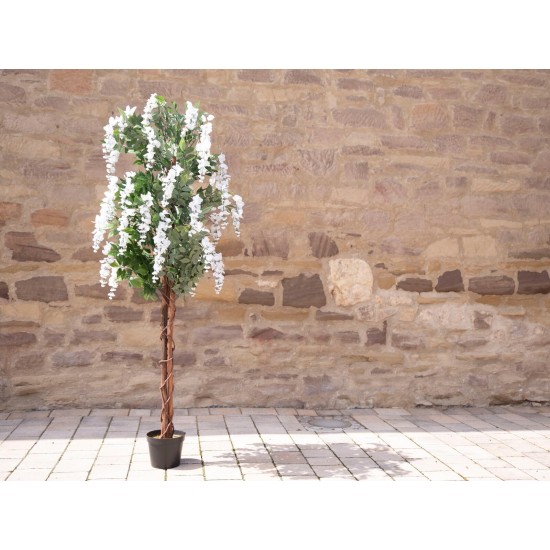 EUROPALMS Laburno Artificiale Bianco 180 cm - Pianta Decorativa con Foglie Realistiche