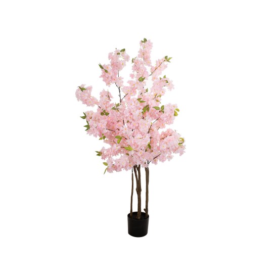 Albero di Ciliegio Artificiale EUROPALMS - 3 Tronchi, Effetto Rosa, 160cm