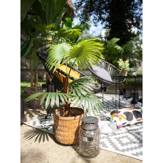 EUROPALMS Palma a ventaglio artificiale 88 cm con fronde realistiche per esterni