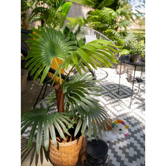EUROPALMS Palma a ventaglio artificiale 88 cm con fronde realistiche per esterni