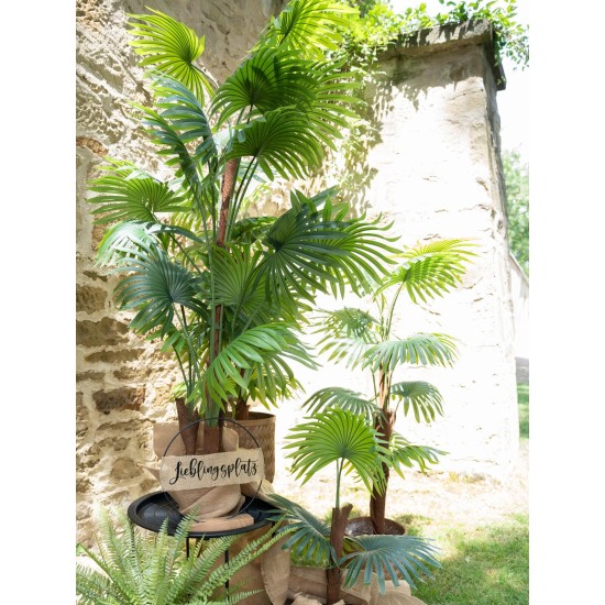 Palma a Ventaglio Artificiale EUROPALMS 130 cm - Decorazione Tropicale per Esterni