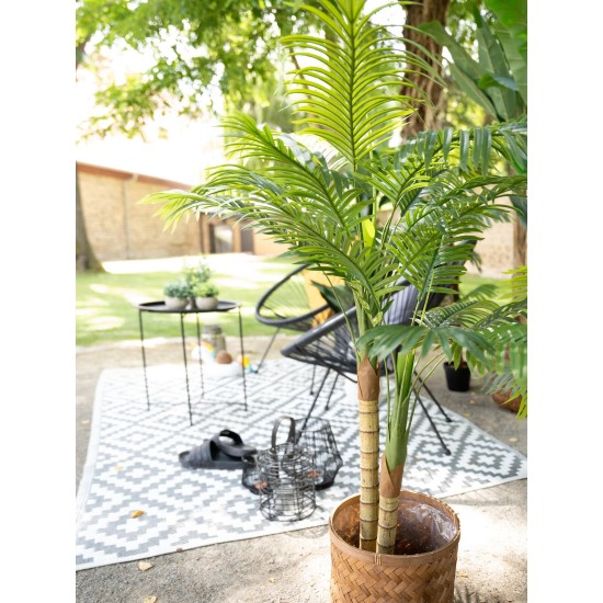 EUROPALMS Palma di Areca Artificiale, 2 Tronchi, 120 cm - Decorazione Verde per Interni ed Esterni