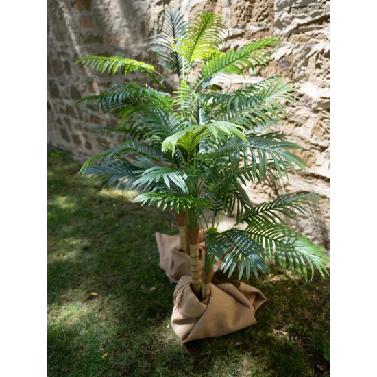 EUROPALMS Palma di Areca Artificiale, 2 Tronchi, 120 cm - Decorazione Verde per Interni ed Esterni