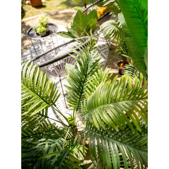 EUROPALMS Palma di Areca Artificiale, 2 Tronchi, 120 cm - Decorazione Verde per Interni ed Esterni