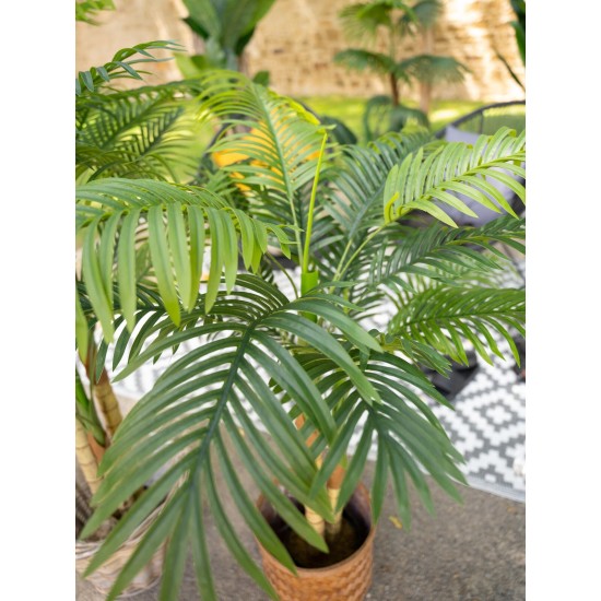 EUROPALMS Palma di Areca Artificiale, 2 Tronchi, 120 cm - Decorazione Verde per Interni ed Esterni