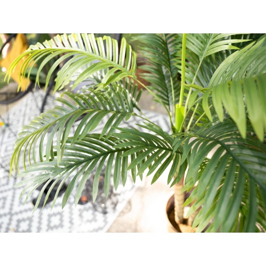 EUROPALMS Palma di Areca Artificiale, 2 Tronchi, 120 cm - Decorazione Verde per Interni ed Esterni